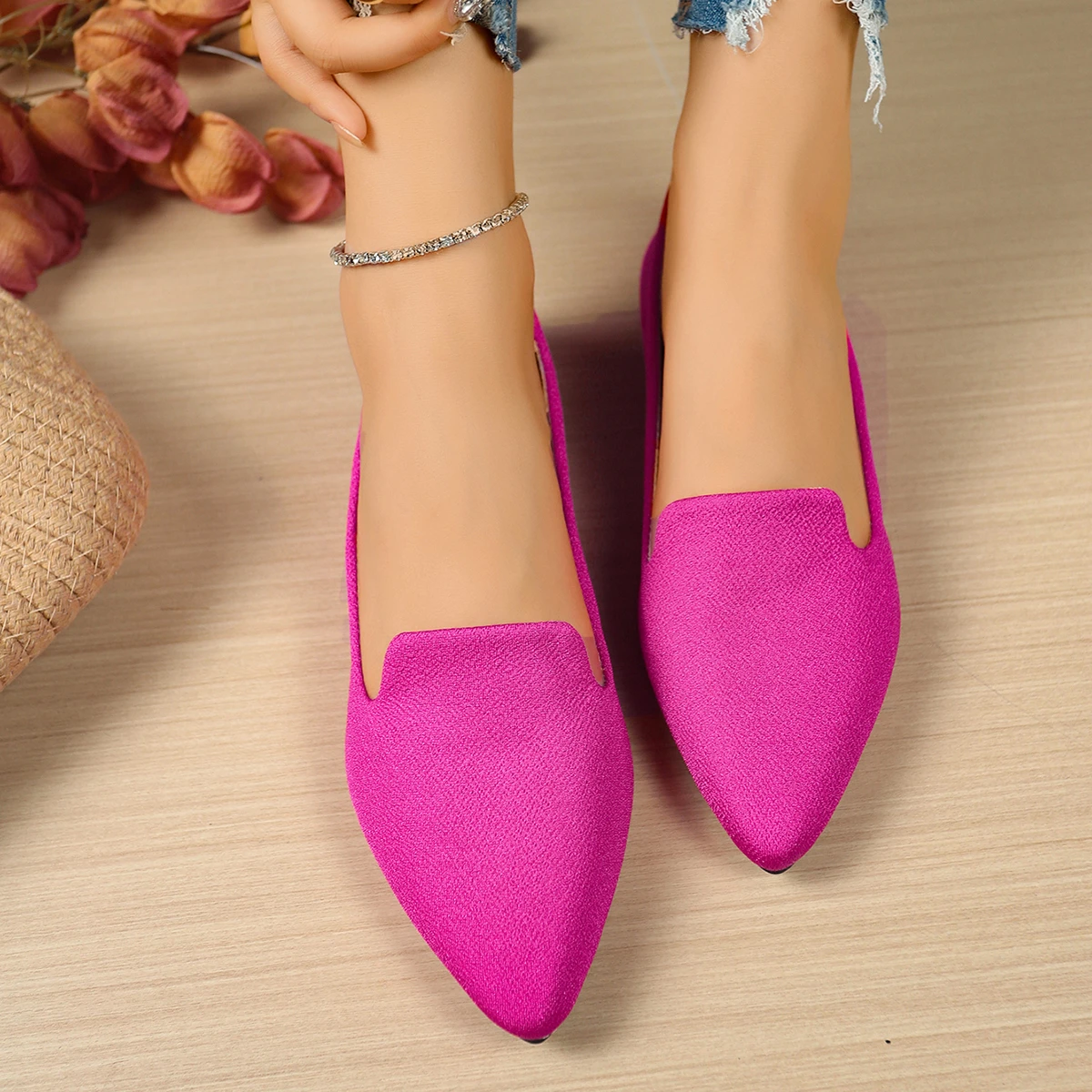 Damen-Flats mit spitzer Zehenpartie, einfarbige Flats für Damen, Frühling/Herbst, lässig, bequem, Leopardenmuster, braun, flacher Absatz. – Detail 8