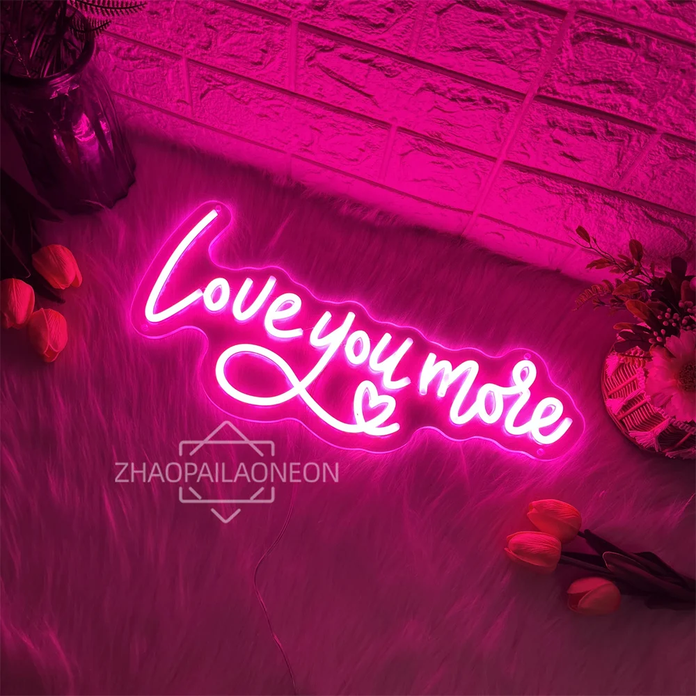 Love you more Neon Led Sign Wedding Bedroom Decoration Neon Lights Signs Wedding Wall Home Room Art Decor Signboard