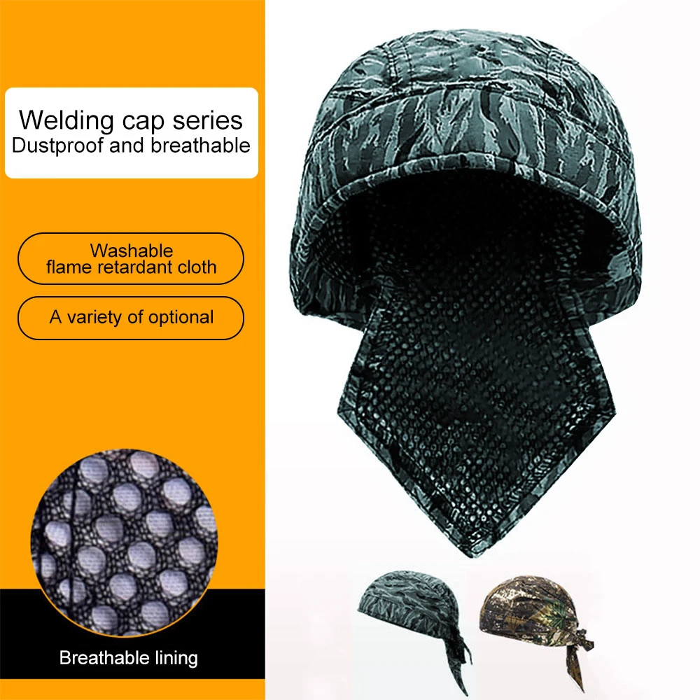 Anti-scalding Hat Work Cap Protective Welding Hat Flame Retardant Fire Resistant Head Bandana Type Labor Insurance Welder