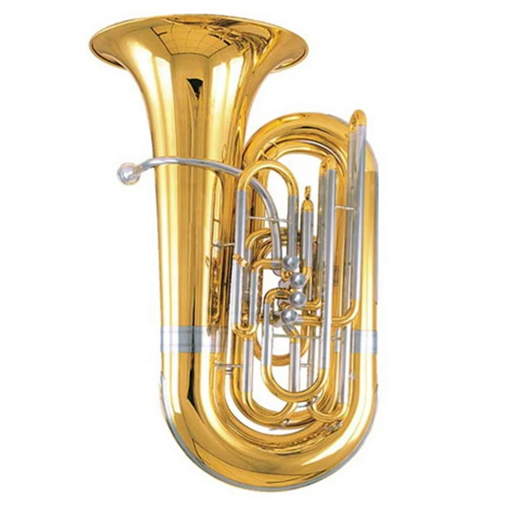 Gold lacquer Cupronickel tuning pipe Stainless steel piston Cupronickel leadpipe 4/4 Tuba 4 Frontal Valve