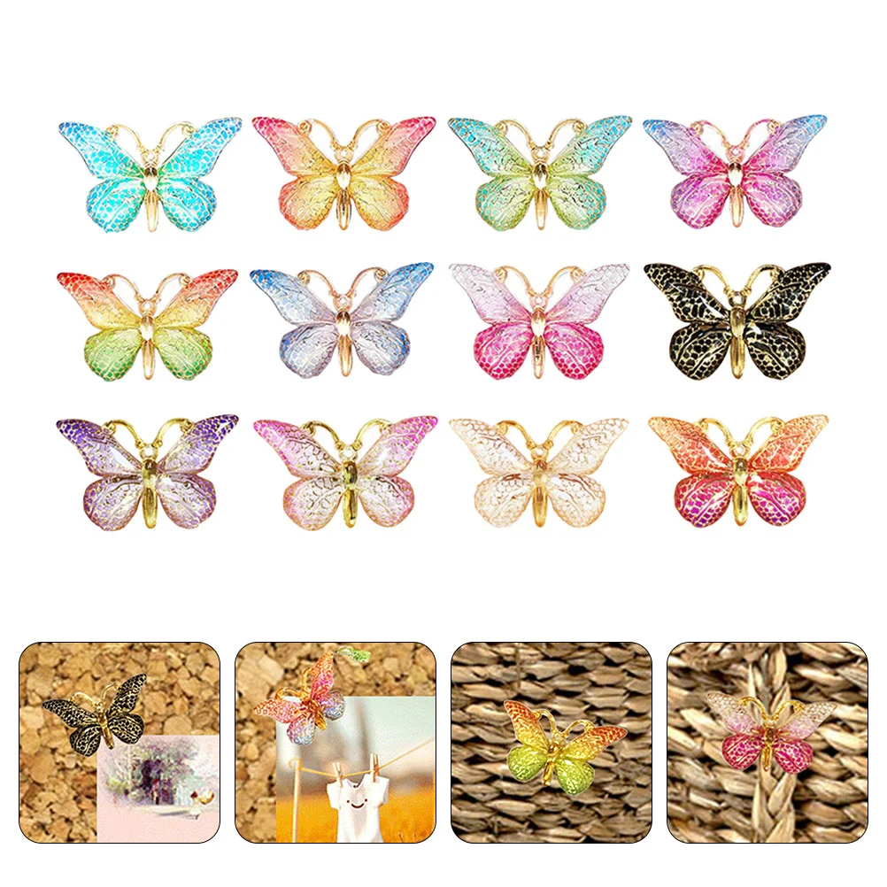 24 Pcs Butterfly Pushpin Daily Use Thumbtacks Shape Pushpins Multi-function Small Replaceable Shaped Office Desk Accessories