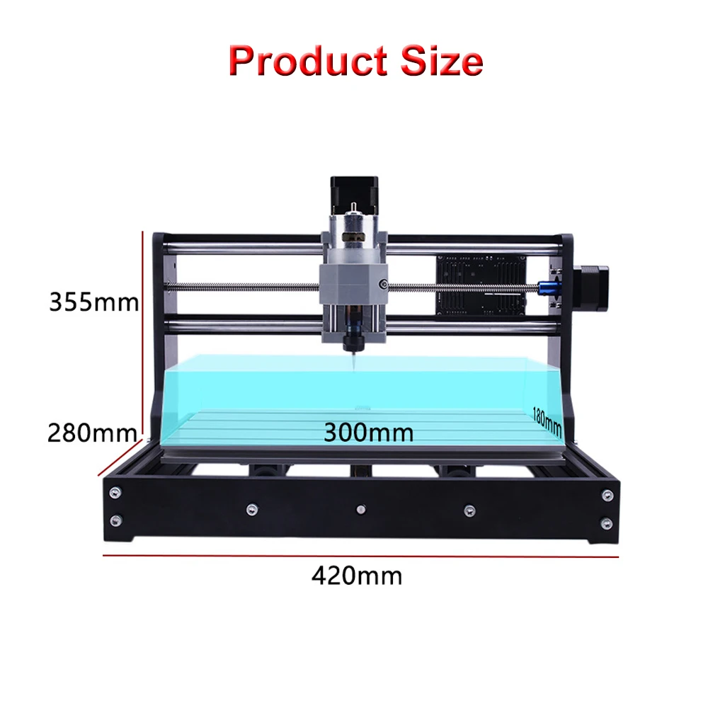 Máquina de gravação para madeira CNC, Laser 3 eixos, Controlador GRBL, Escultura, Plástico, Madeira, Acrílico, 3018Pro, 7W-20W