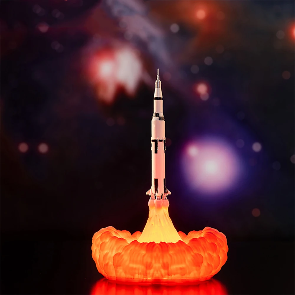 USA Rocket shape Lamp 3D Print 8.8 inch/22.5cm Space Shuttle Night Light PLA material with USB Rechargeable for kids gift