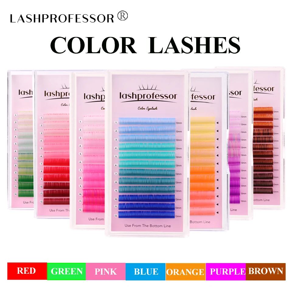 Lashprofessor High Quality Synthetic Mink Color Lashes Professional Individual Colorful Lashes For Eyelash Extension Color Cilia