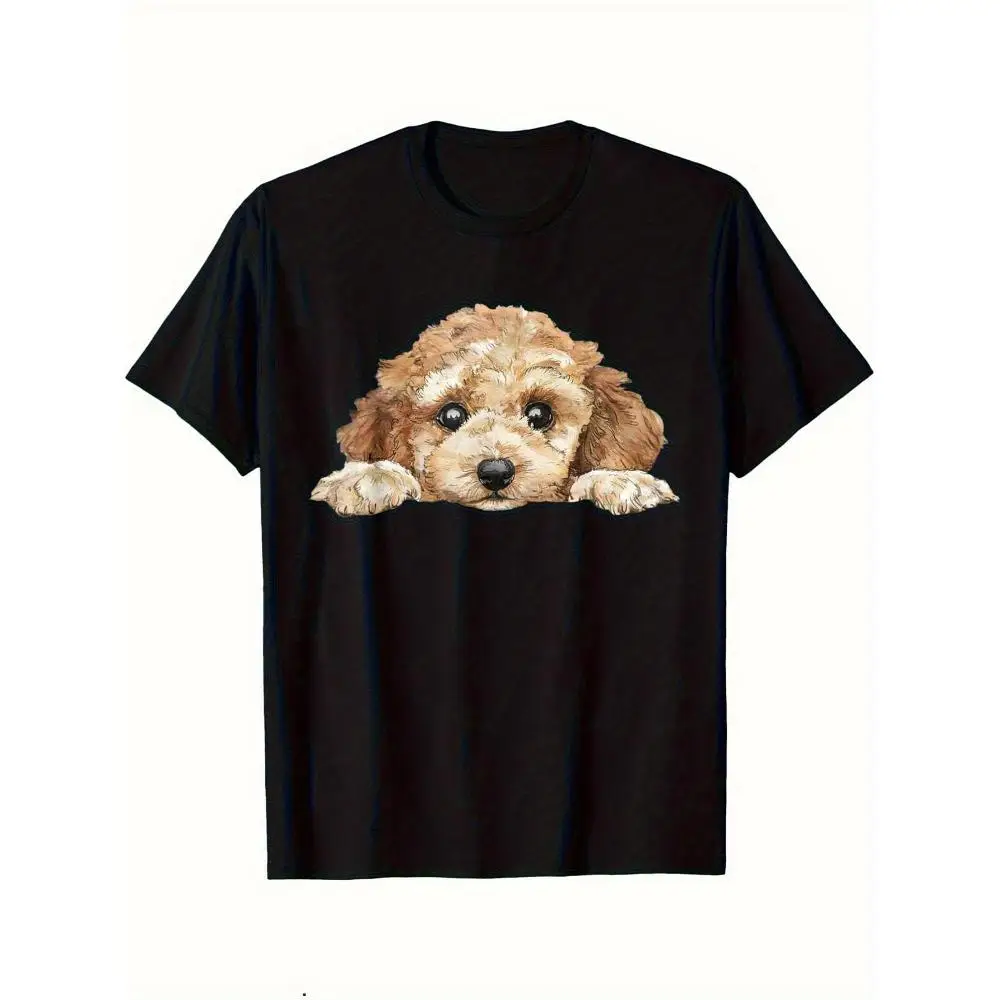 Cute Poodle Graphic T Shirt Lightweight Breathable Pet Lover Casual Top Machine Washable Dog Owner Gift Unisex Comfortable Fit