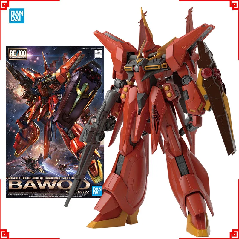 

Bandai Gundam Model Kit RE 1/100 Bawoo Action Figure Gunpla Building Kit Gundam Collectibles Anime Figures Toys For Boys Gift