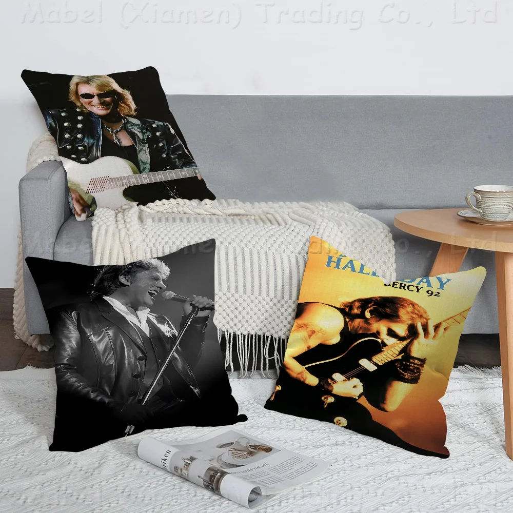 

Johnny Hallyday Satin Pillowcase Toon Gift Cushion Cover Bedroom Home Sofa Chair Seat Decor Pillow Case