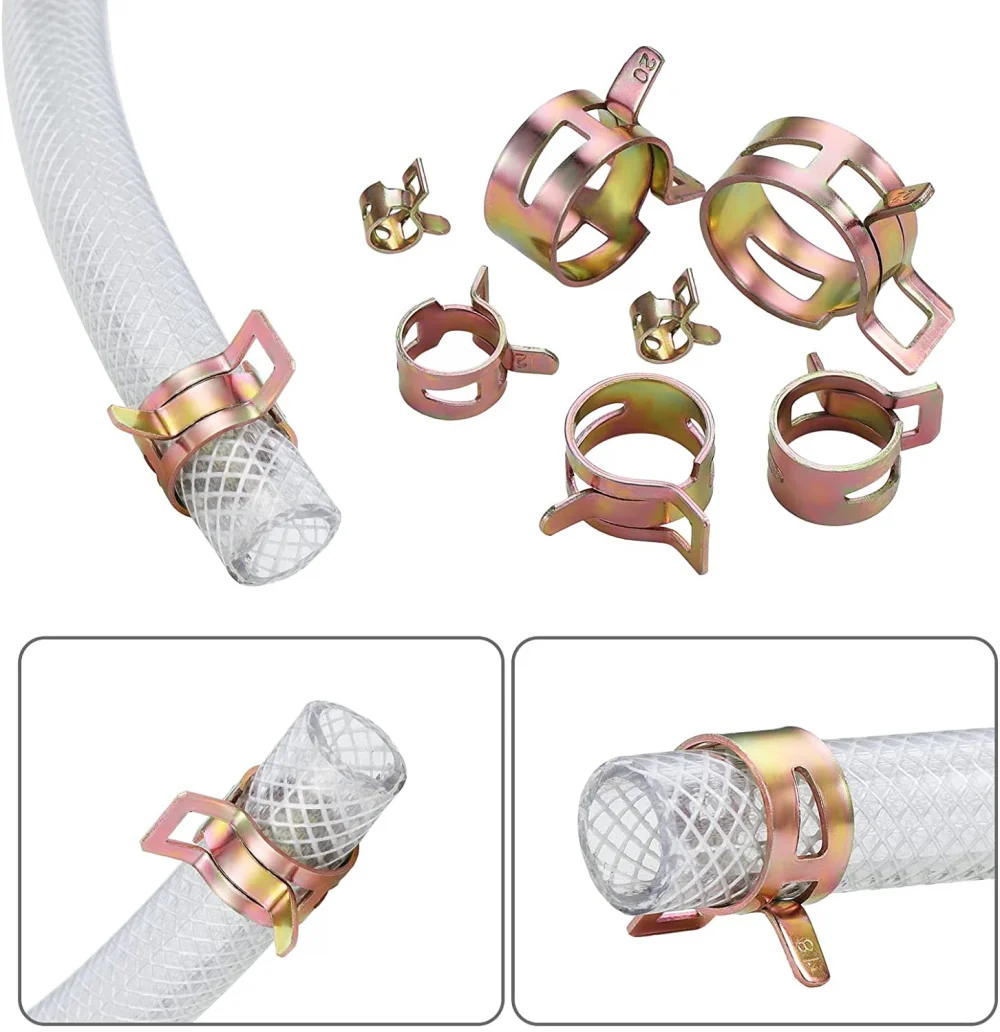 Morsetto per tubo flessibile a molla da 10 pezzi Fascetta per tubo flessibile per carburante Fascetta per tubo in silicone riutilizzabile Morsetto opzionale 5mm--22mm