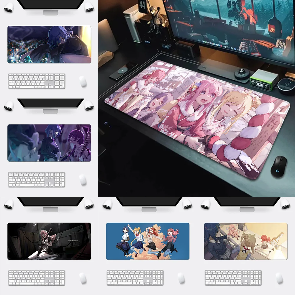 Anime B-Bocchi The Rock Mousepad HD Printing Computer Gamers Locking Edge Non-slip Mouse Pad XXL90x40cm Keyboard PC Desk Pad