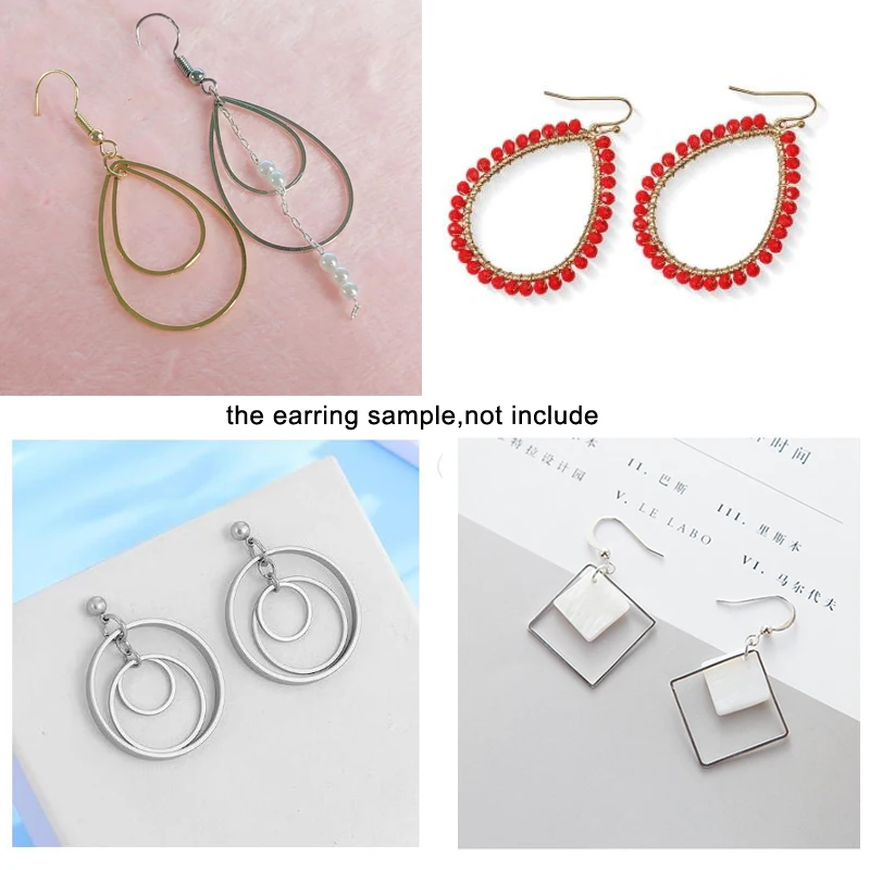 60pcs Mixed Brass Earring Hoop Jewelry Making Finding Hoop Triangle Circle Waterdrops Connectors for DIY Earring Making Supplies