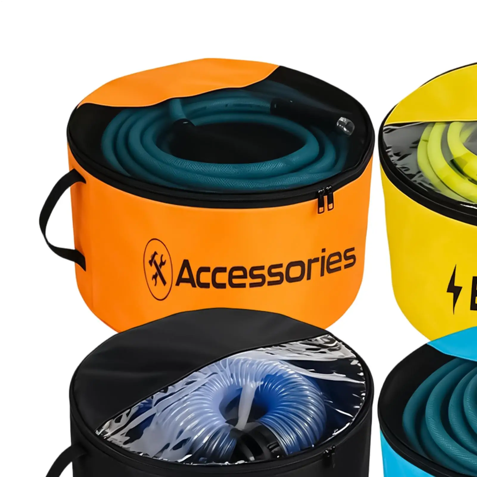 

RV Sewer Hose Bag 4 Pieces Waterproof Breathable Container Two-Way Zipper Closures Sewer Hose Storage Bag With Visible Cover For