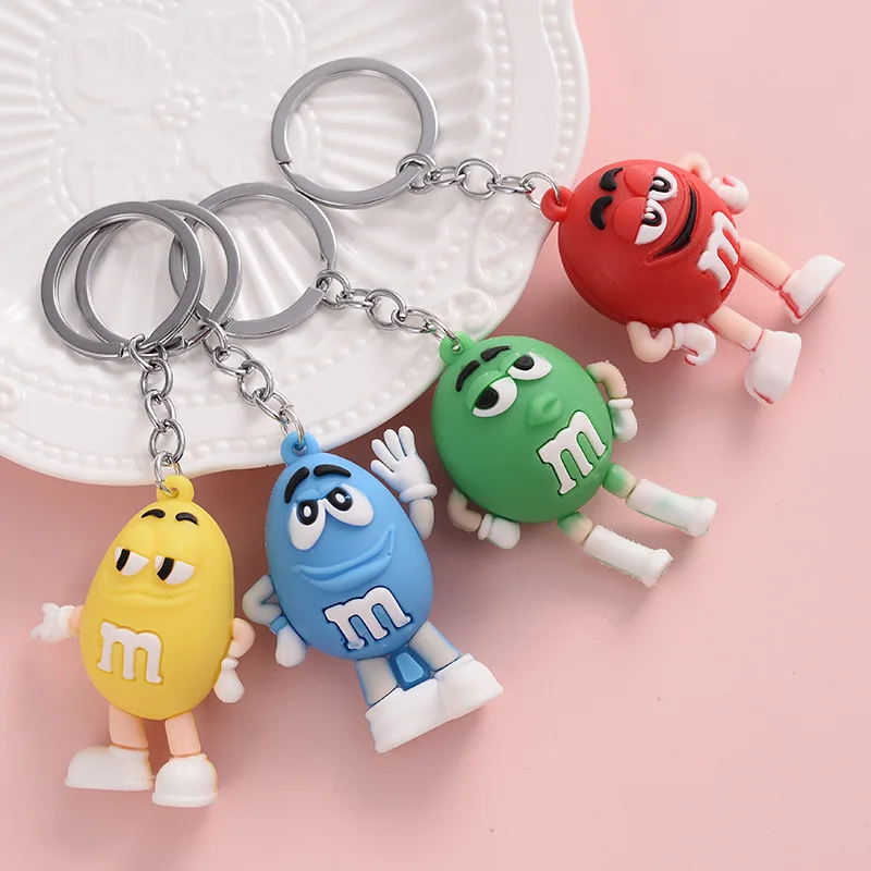 Cute M Bean Cartoon Keychain para crianças, chaveiro estilo quente, surpresa de aniversário presente acessórios, novo rosto, celebridade Web