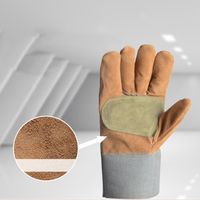 1 Pair Abrasion Resistant Leather Work Gloves Thickened Heat Resistant Cowhide Welding Gloves Labor Protection Comfortable