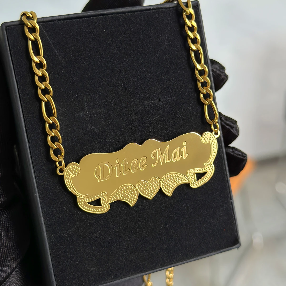 Custom 3D Name Necklace Customized New 18k Gold 3D Nameplate Necklace Stainless Steel Engraved Name Necklace 3D Jewelry Women