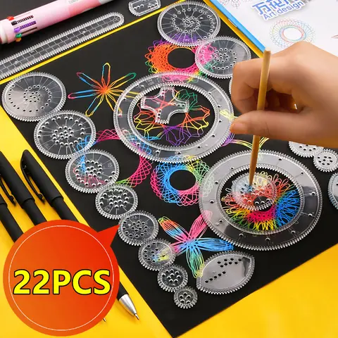 22/4/1PC Spirograph 눈금자 그리기 스크래치 그림 장난감 연동 기어 바퀴 그림 그리기 액세서리 교육 장난감