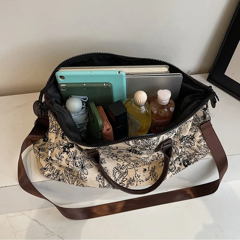 السببية المرأة الصالة الرياضية اللياقة البدنية حقيبة مطبوعة سعة كبيرة السفر الرياضة اليوغا الكتف حقيبة كروسبودي التسوق في الهواء الطلق حقيبة الأمتعة