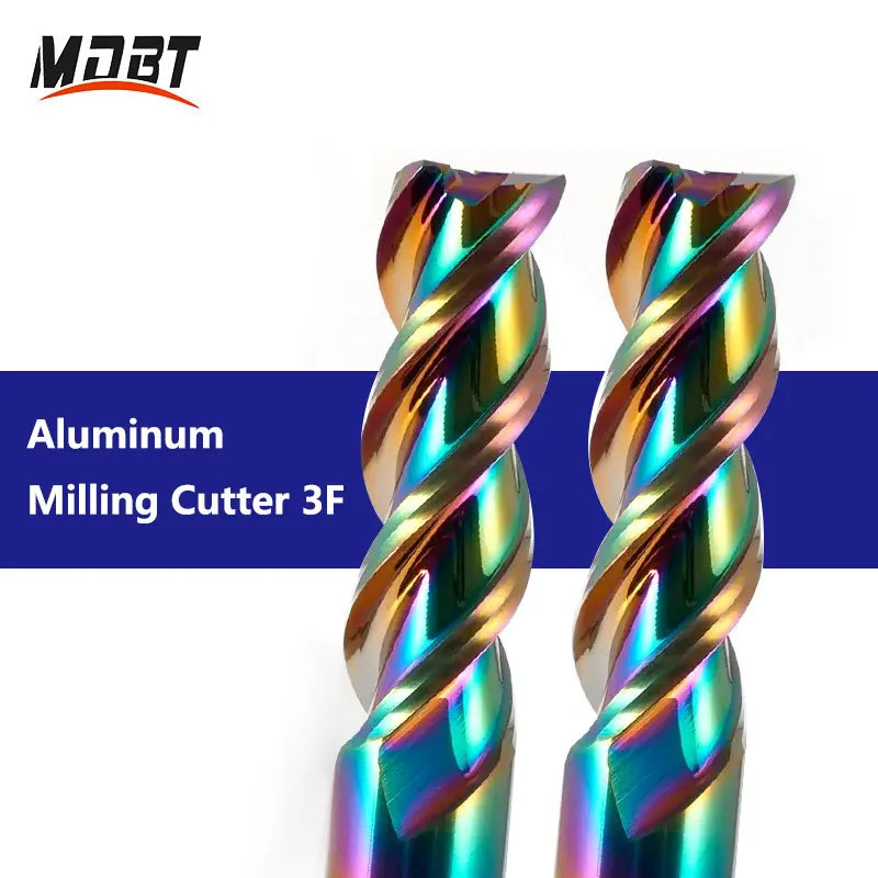 Colorful 3 Flute Carbide Aluminum Milling Cutter Tungsten End Mill 1-20mm HRC55 For Aluminum Acrylic Copper Plastic Router Bit