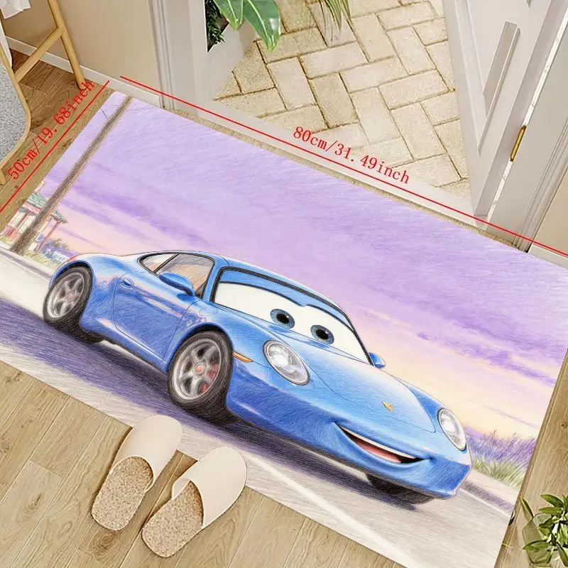 

1 шт. 50x80 см (19,68x31,49 дюйма) милый мультяшный синий напольный коврик с персонажем спортивного автомобиля, декор для детской комнаты, спальни, нескользящий мягкий моющийся Ar