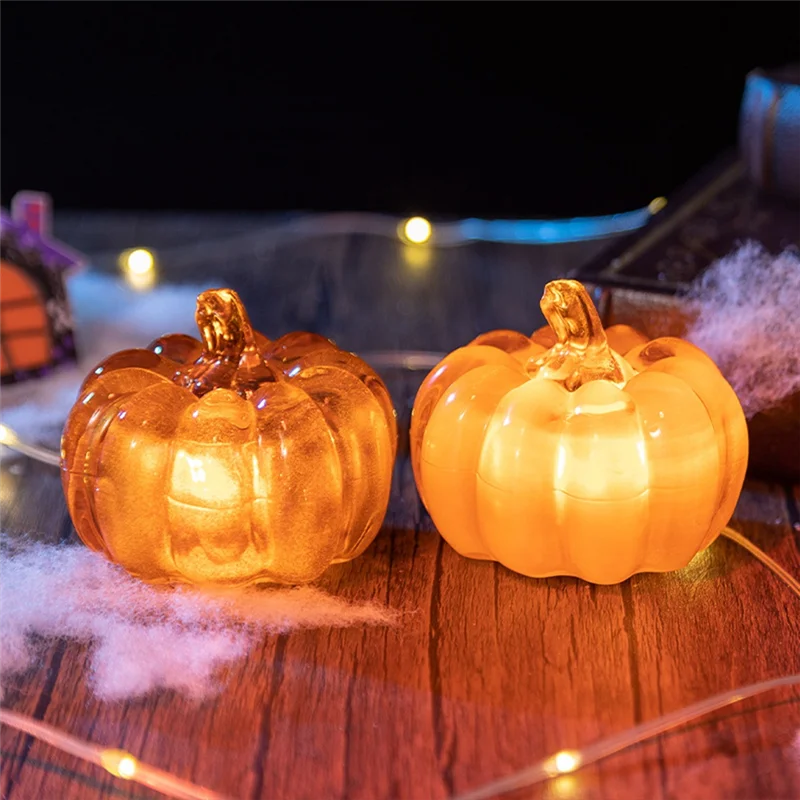 ONCE untuk Halloween Lampu Labu LED Menyala Meja untuk Alat Peraga Pakaian Halloween Pencahayaan Suasana Meriah Kuning