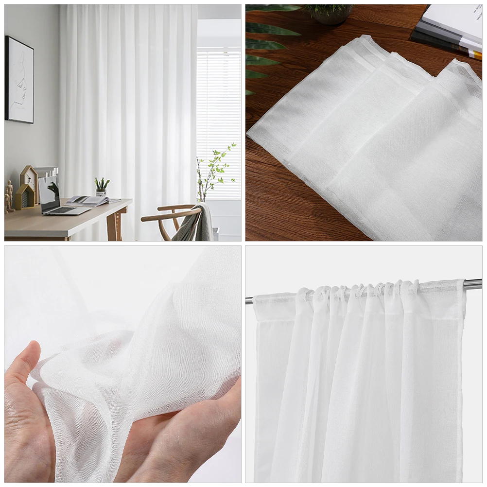 1pcs White Sheer Curtain Balcony Curtains Light Filtering Home Living Room Bedroom SemiTransparent Design Easy Rod Pocket
