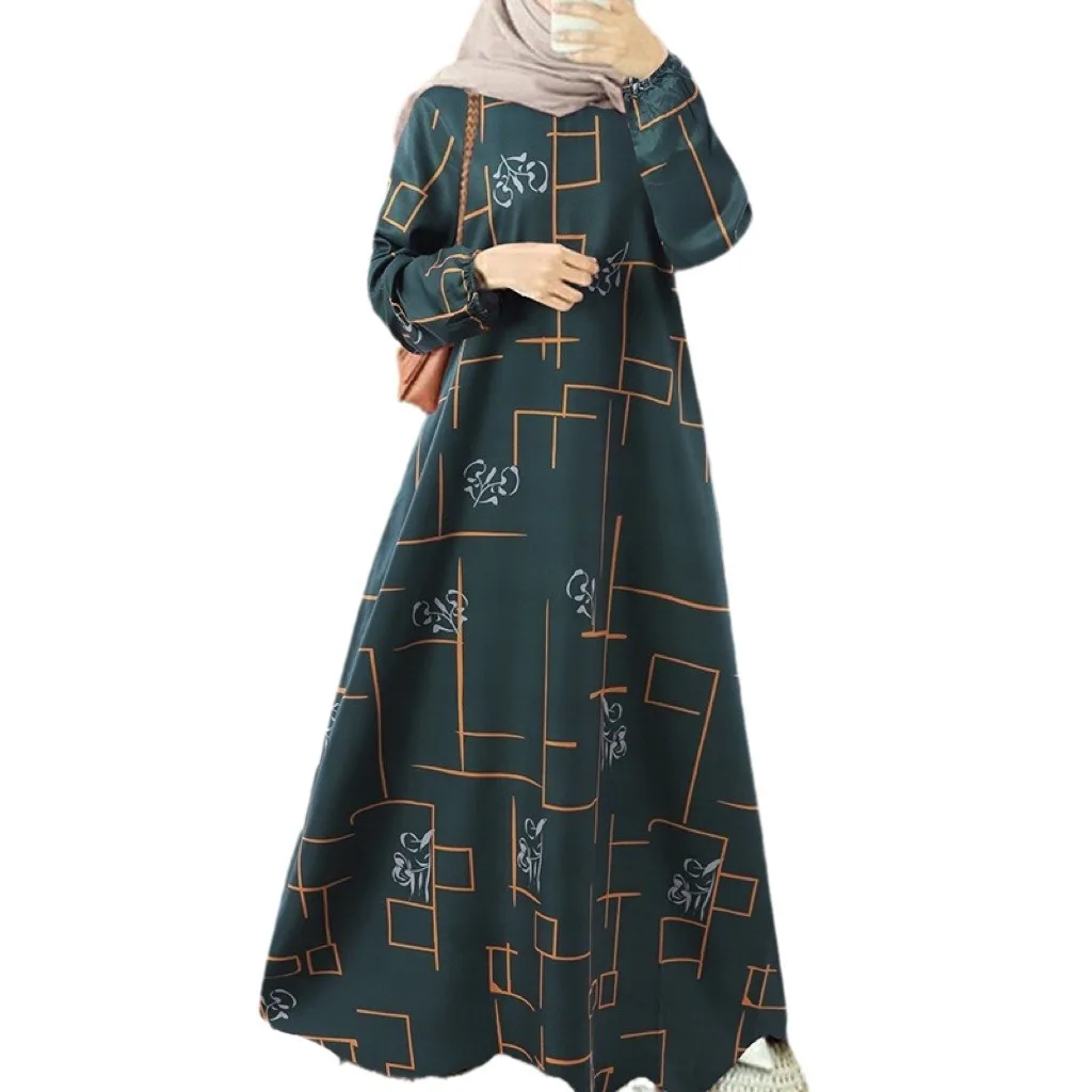 Abaya Muslim Women Print Dress Morocco Ramadan Long Robe Vestidos Abayas Saudi Dubai Arabic Jalabiya Islam Eid Modest Dresses