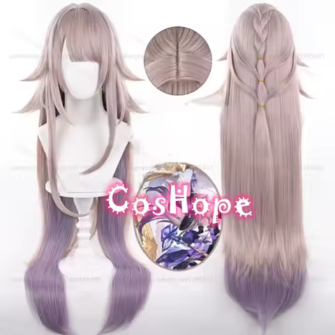 HSR The Herta Cosplay Wig 110cm Long Straight Purple Mixed Wig Cosplay Anime Cosplay Wig Heat Resistant Synthetic Wigs