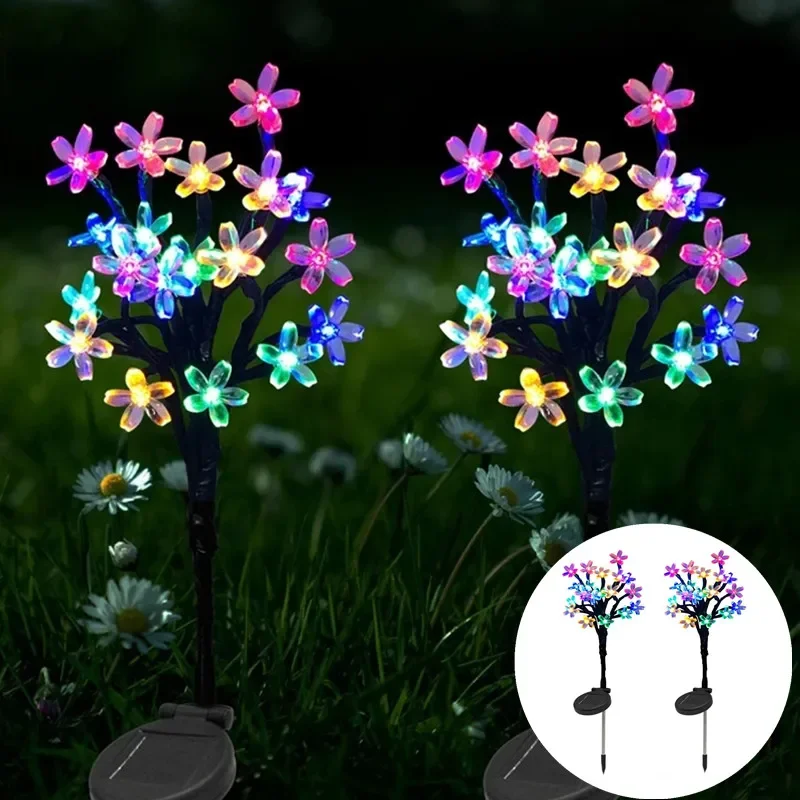 

Led Solar Fairy Garden Lights Colorful Cherry Blossoms Solar Decorative Flower Landscape Lamps for Home Park Fence Garden Decor