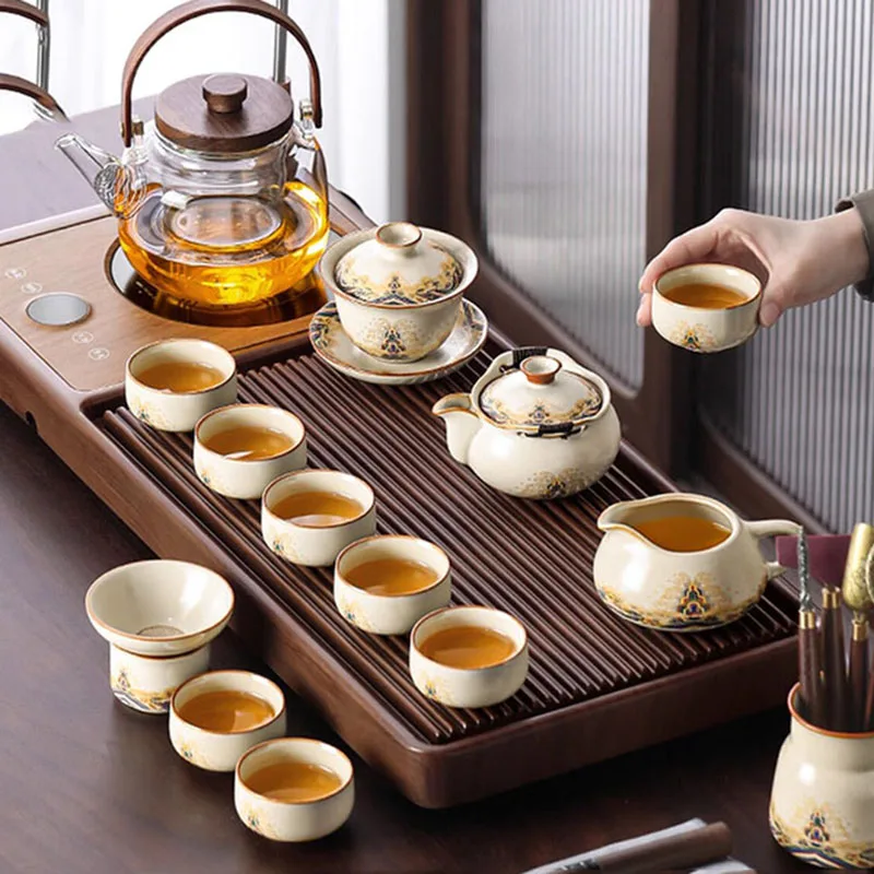 Storage Nordic Tea Tray Ceremony Accessories Luxury Storage Irregular Tea Tray Rectangle Tableware Bandeja Madera Home Products 6