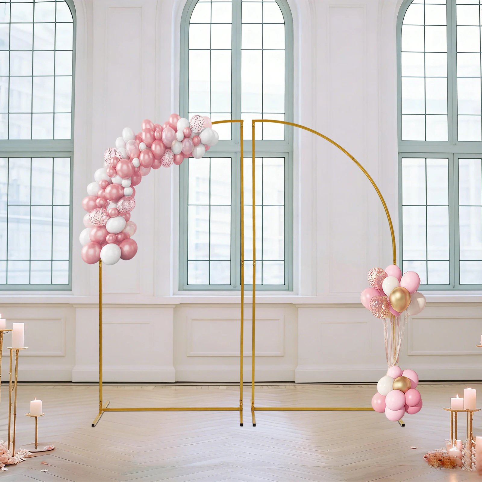 Goldener Hochzeitsbogen-Ständer 1,8m aus Kohlenstoffstahl für Zeremonien-Hintergrund Gartenparty Ballon-Blumen-Dekoration Innen- und Außenbereich
