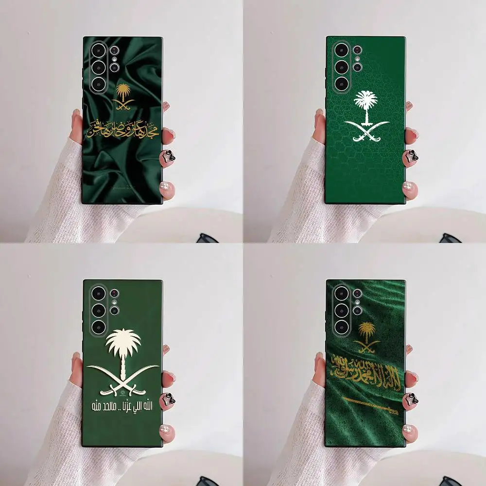 

1 шт., чехол для телефона с флагом Королевства Саудовской Аравии для Samsung S25, S24, S21, S22, S23, S30, Ultra, S20, Plus, Fe, Lite, 5G, черный чехол