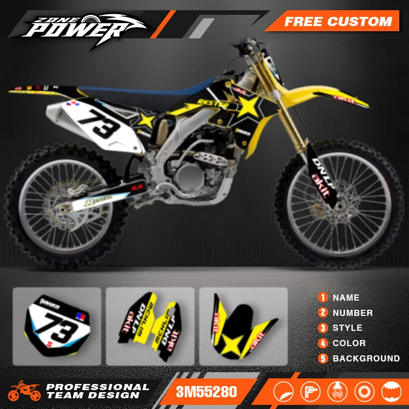 

Powerzone New Style Motorcycle Graphics For Suzuki RMZ250 2007 2008 2009 Decals Sticker Kits Number Name Custom