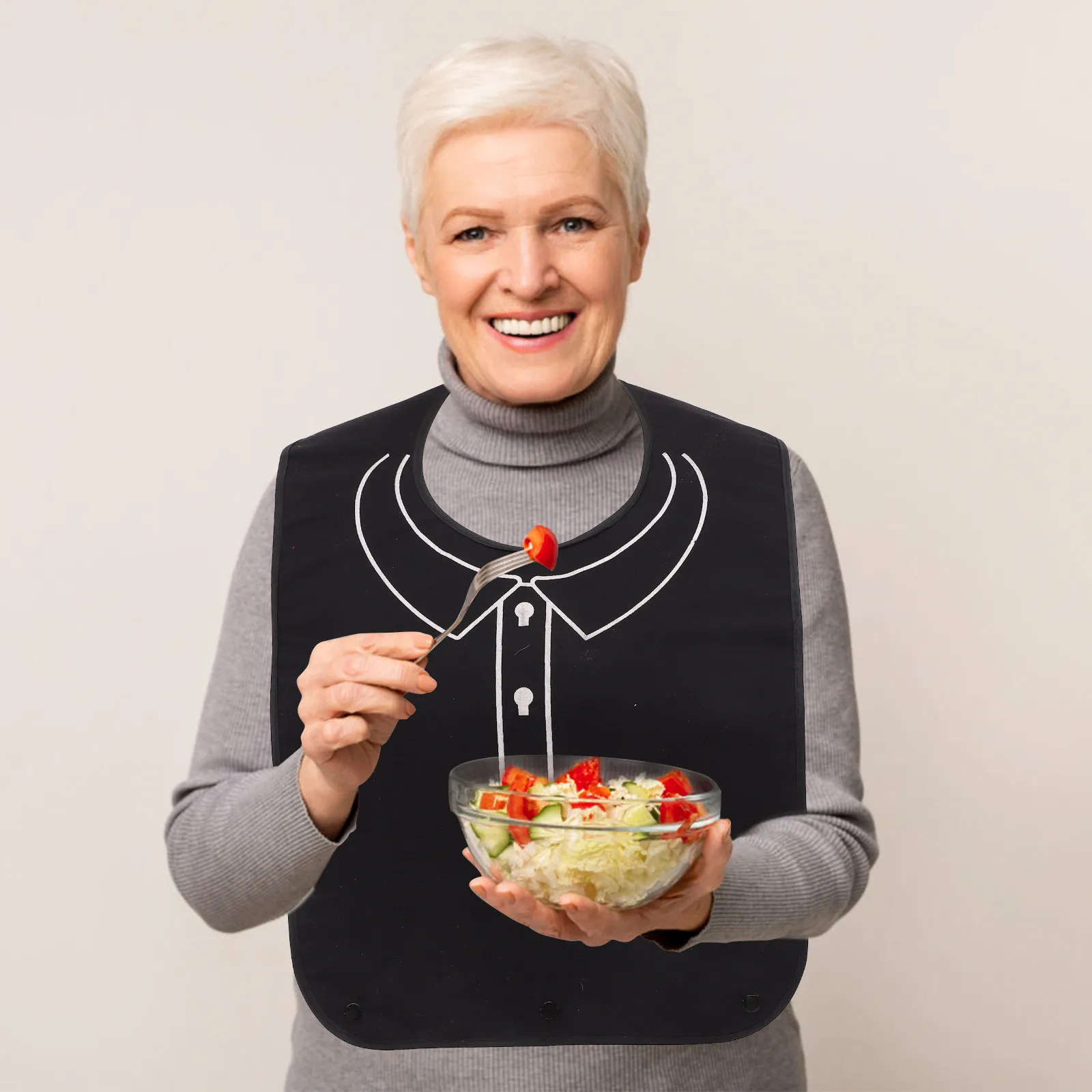 3Pcs Printed Adult Bibs Waterproof Senior Eating Bib Adjustable Snap Buckle Reusable Washable Bib for Elderly Patients Adults