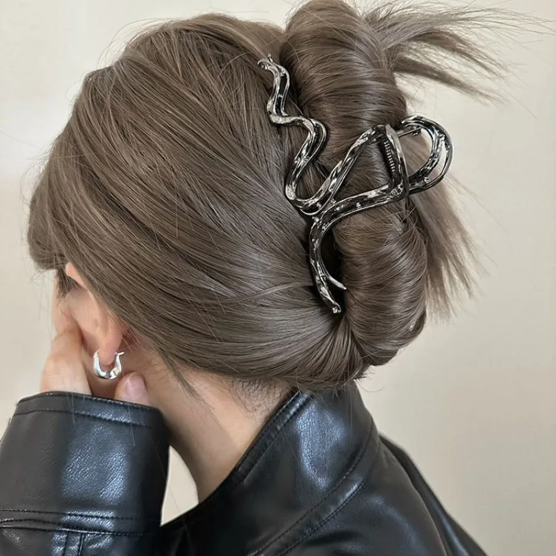 العصرية المعادن القرش مشبك شعر غير النظامية كراب كليب فاسق نمط أسود فضي الكورية النساء دبوس الشعر الملحقات