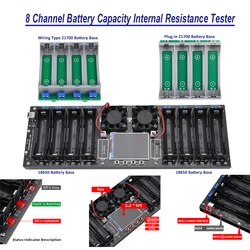 18650 Lithium Battery Capacity Internal Resistance Tester DC 5V 10A 8 Channel Digital Battery Power Detector Module 21700 Base