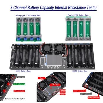 8 ช่อง 18650 แบตเตอรี่ความจุเครื่องทดสอบความต้านทานภายใน DC 5V 10A ชาร์จอัตโนมัติและคายประจุโมดูลหน้าจอ 2.4 นิ้ว