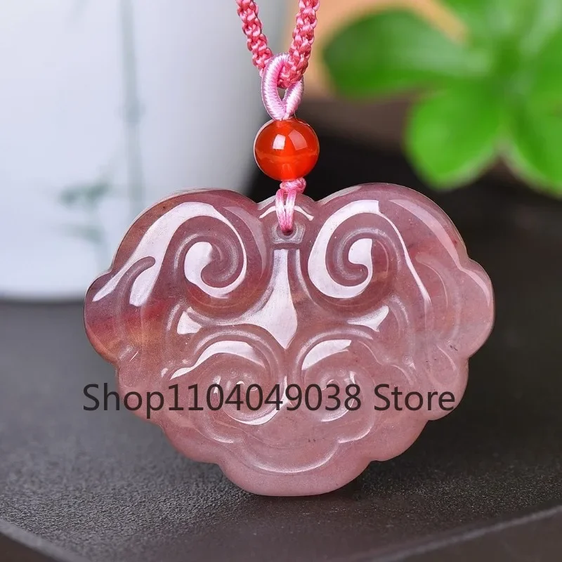 Natural Gold Thread Jade Safety Lock Pendant for Women's Safety Jade Lock Pendant Gold Thread Jade Ruyi