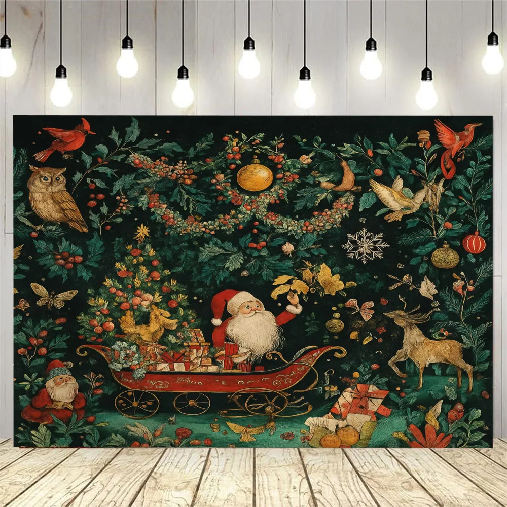Рождественские стендовые гобелены, фоновый постер с Санта Клаусом, праздничные подарки