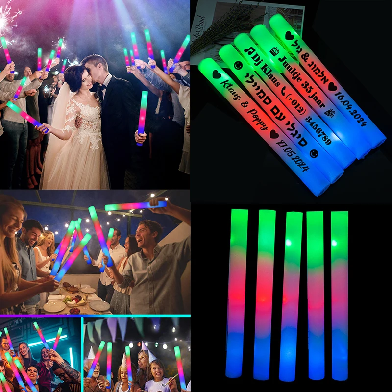 Image of 30/60/80/120 Stück RGB LED Leuchtstäbe, Bunte LED-Leuchtröhren, Cheerleader-Stäbe, Leuchtstäbe für Geburtstag, Hochzeit, Party-Zubehör