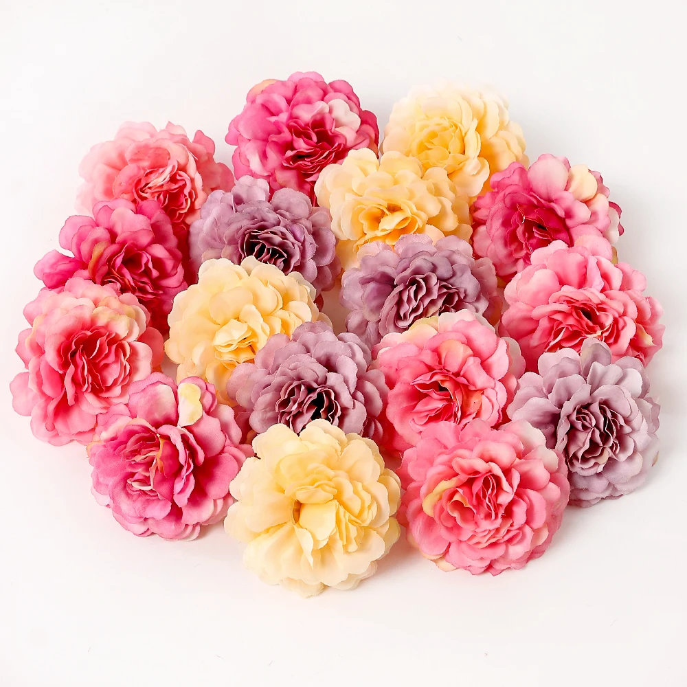 Artificial Rose Flowers Silk Fake Flowers Head For Home Decor Garden Marriage Wedding Decoration Bride Craft Wreath Accessories