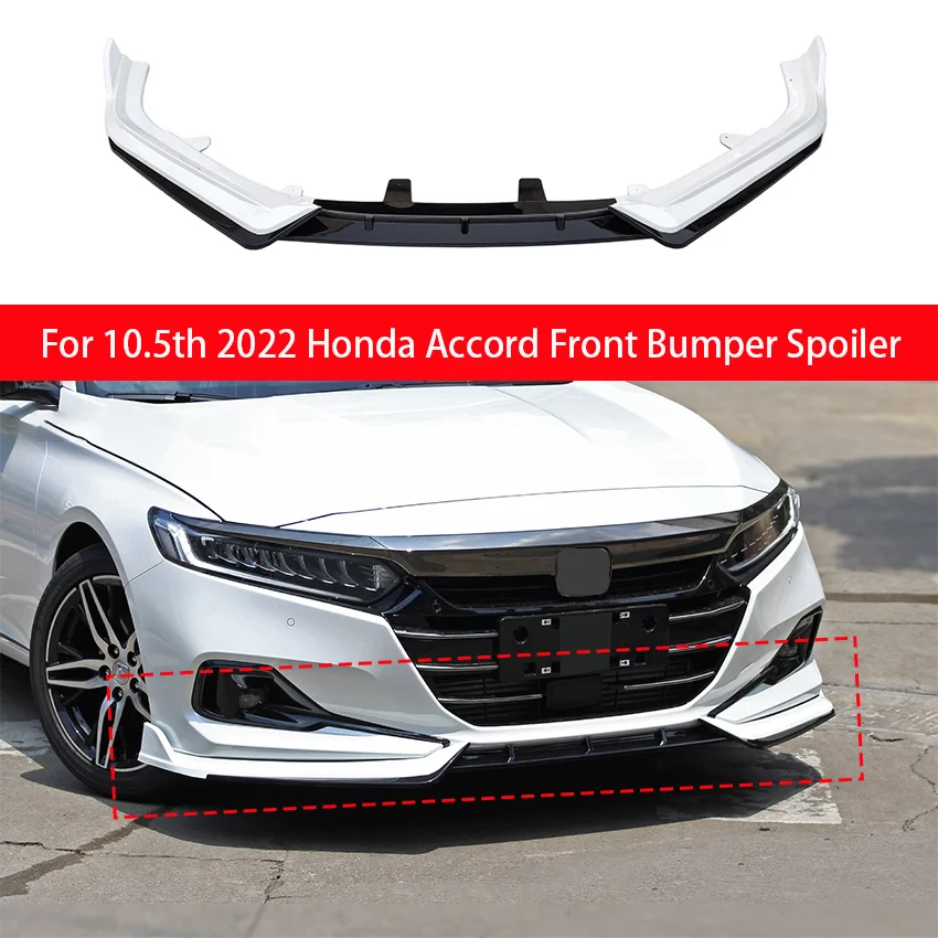 For 2022 Honda 10.5 th Accord Bright Black Front Bumper Spoiler Lip Lower Body Kit Diffuser Splitter Tuning Guard Lower Body Kit