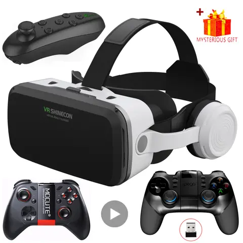 Shinecon 3D 가상 현실 VR 안경 헤드셋 장치, 헬멧 렌즈 고글, 스마트 스마트폰 휴대폰 헤드폰 컨트롤러 바이어