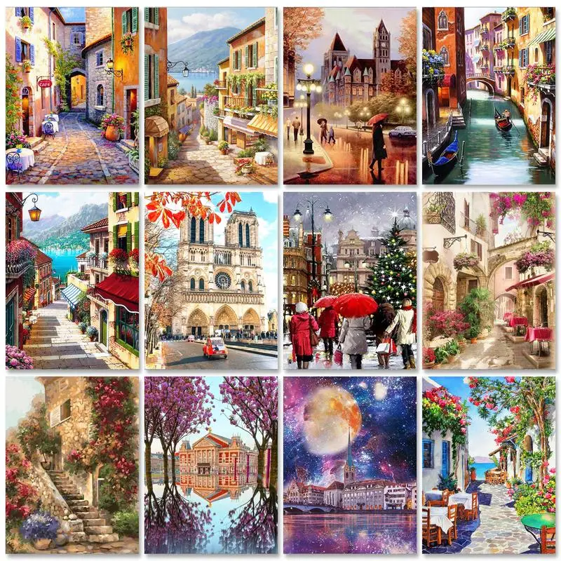 RUOPOTY Street Landscape 5D Full Square Diamond Embroidery Stitch Kits Diamond painting for Kids Handmade Original Gifts