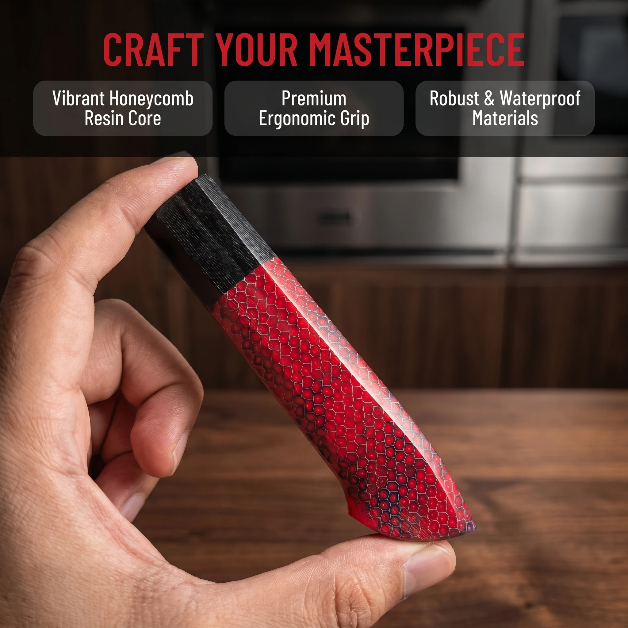New Style Kitchen Knife One-Piece Handle - Handmade Honeycomb-Pattern Octagonal Resin Composite Handle for Kitchen Knife Handle
