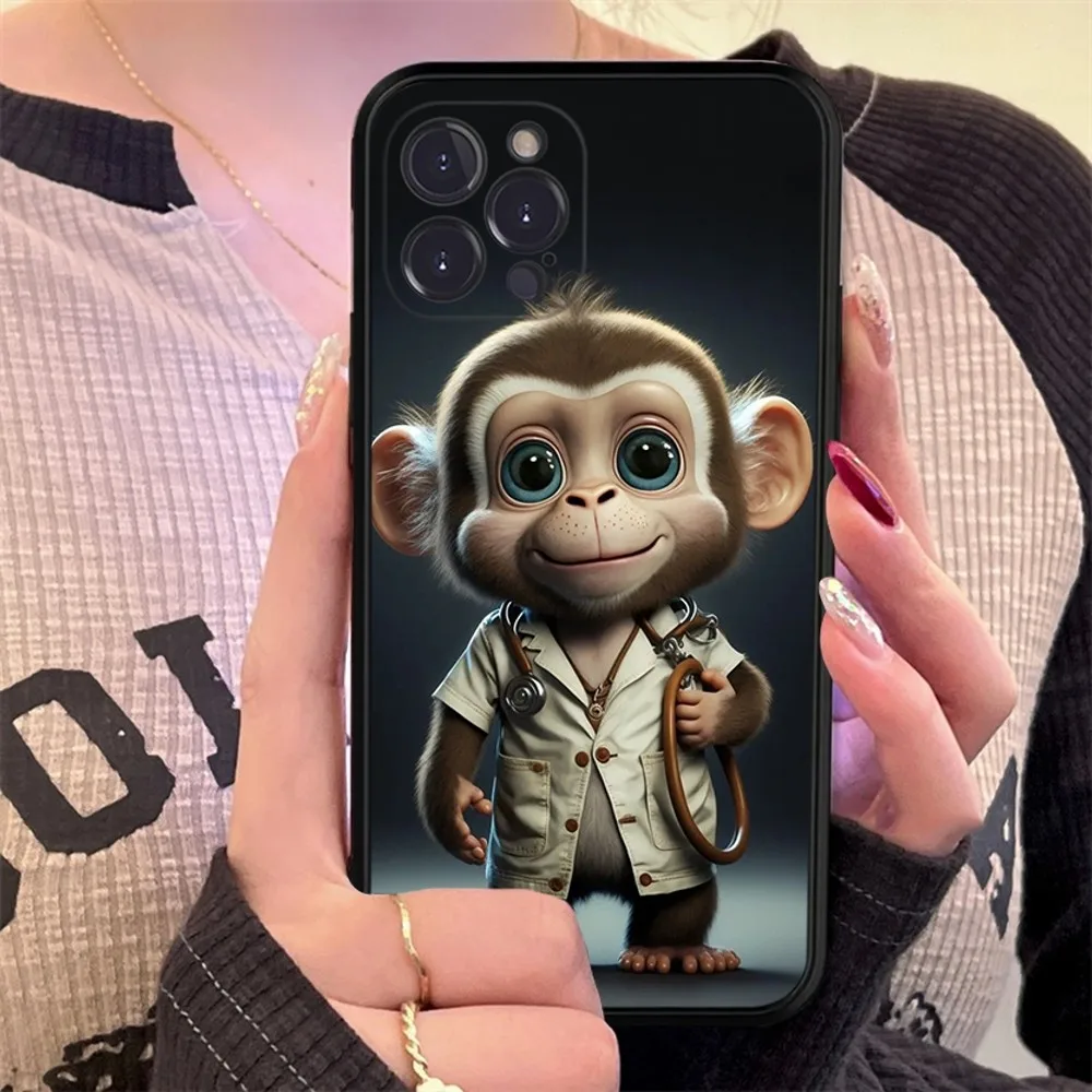 Monkey Frog Pig Cow Bird Cat Animal Phone Case Silicone Soft for iphone 15 14 13 12 11 Pro Mini XS MAX 8 7 6 Plus X XS XR Cover