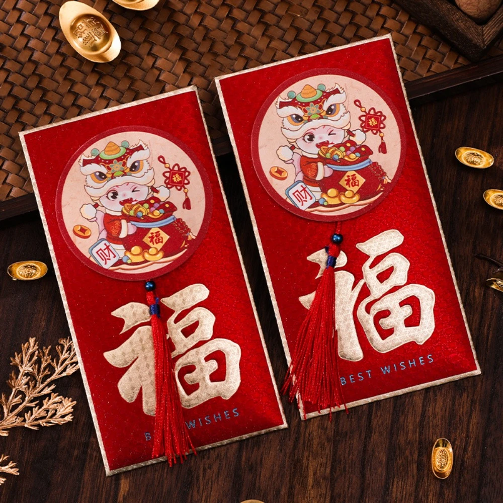 

2 pcs 3D 2025 New Year Red Envelope the Chinese Zodiac Blessing Snake Year Money Envelope Money Bags HongBao Lucky Money Pockets