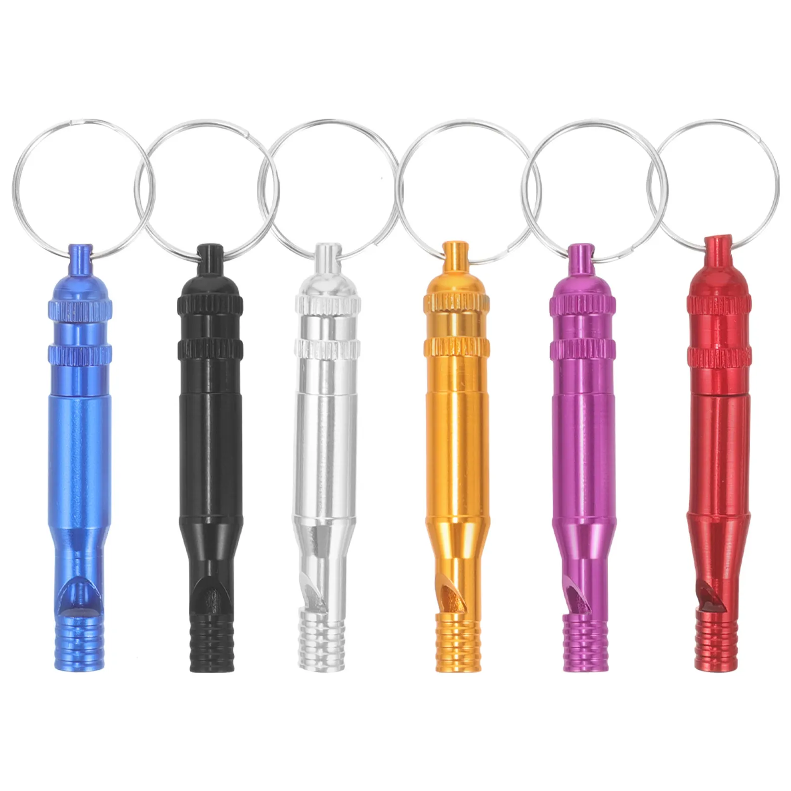 

6Pcs Emergency Whistle Survival Small Metal Loud Outdoor Hiking Safety Whistles Keychain Hanging Decor for Travel Training