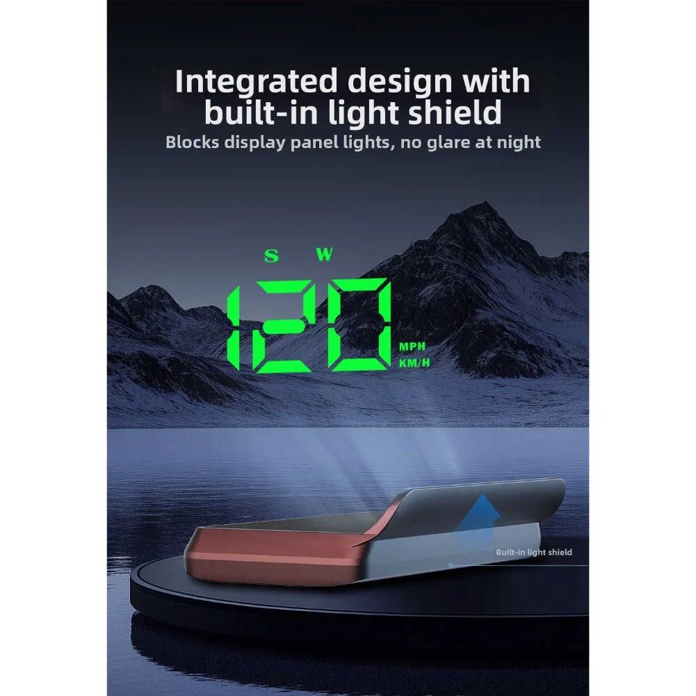 Car Truck for gps HUD Head Up Display with Digital Speedometer Speed Unit Switching (KMH/MPH) and Three Stage Flashing Speed