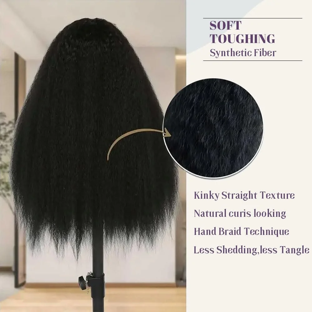 Pelucas delanteras de encaje recto Afro, suaves como cabello humano prearrancado con pelo de bebé, encaje HD transparente Yaki de densidad 210%