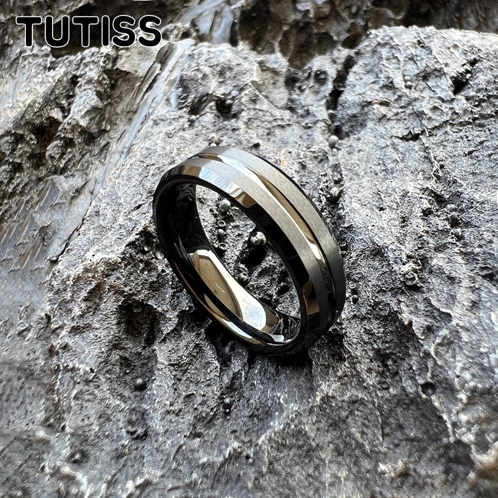 TUTISS 6mm 8mm Very Popular Tungsten Wedding Band Men Women Ring Center Groove Satin Finish