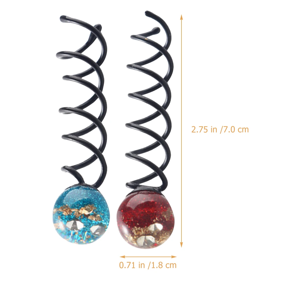 2pcs Bun Spiral Hairpin Metal Hair Clip Stick Braid Decor Hair Barrette Hair Bun Style Tool For Women Girl Head Adorn Accessory